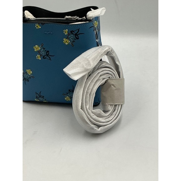 Coach Mini Town Bucket Bag Blue Multi Floral Bow Print Crossgrain Leather C7974 - Picture 11 of 15